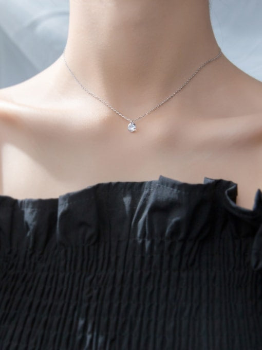 925 Round Shape Cubic Zirconia Pendant Necklace