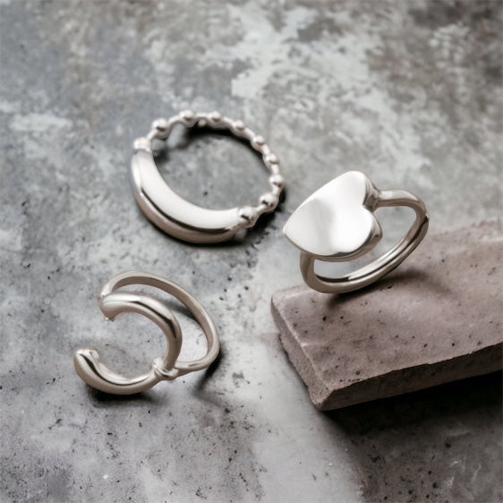 925 Sterling Silver Geometric C Ring