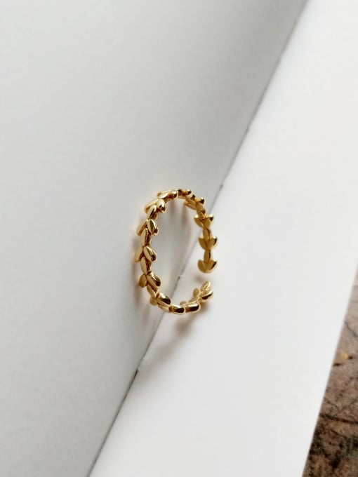 925 Gold Plated Leaf Midi Ring