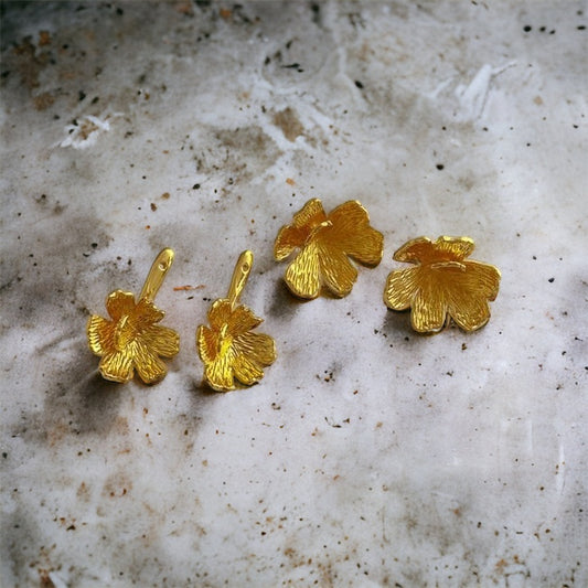 Gold Plated Flower Drop Earrings